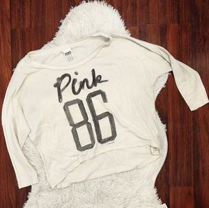 PINK 86 Long Sleeve T-shirt Cream Black Print